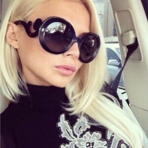 Stylish Black Leopard Oversized Baroque Swirl Hollywood UV 400 Sunglasses‼️